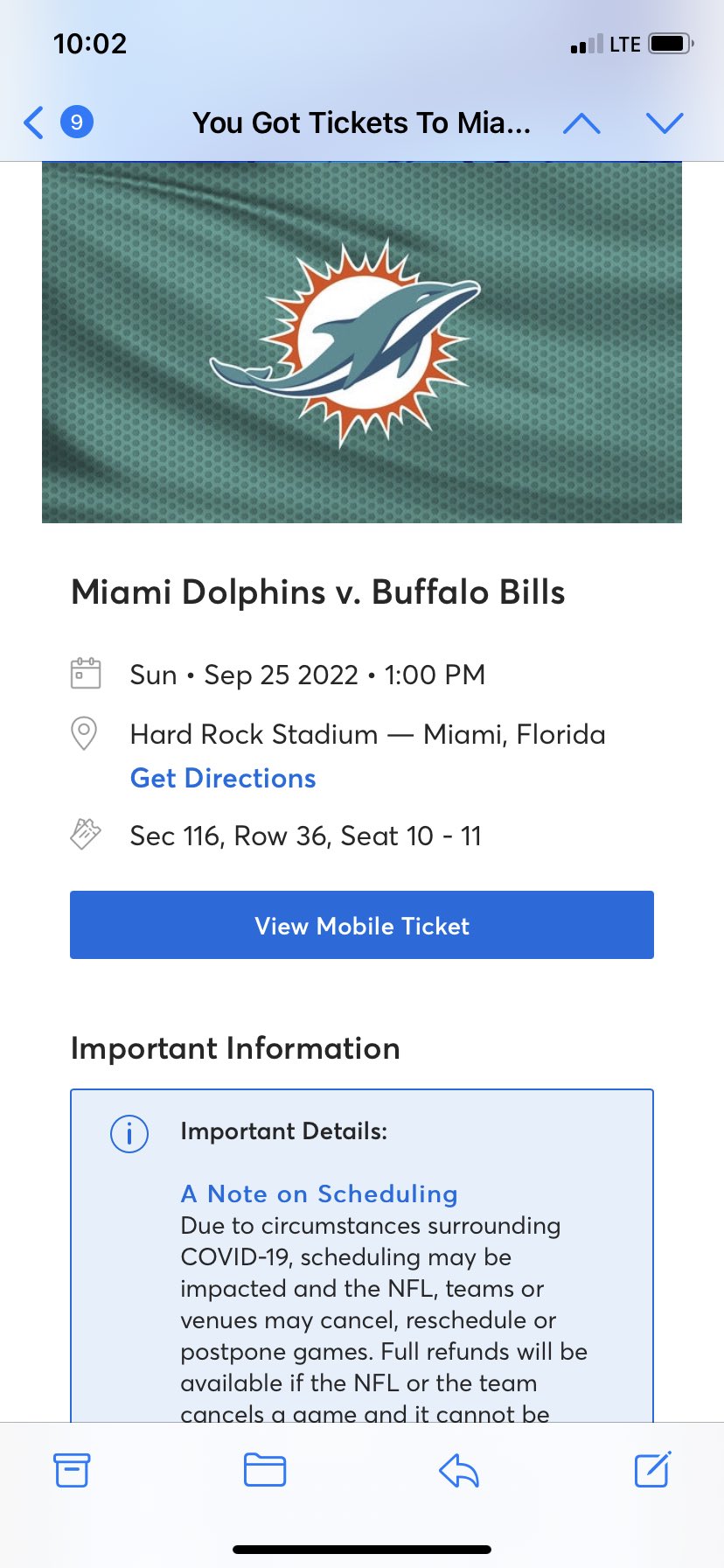 dolphins vs bills 2022 tickets