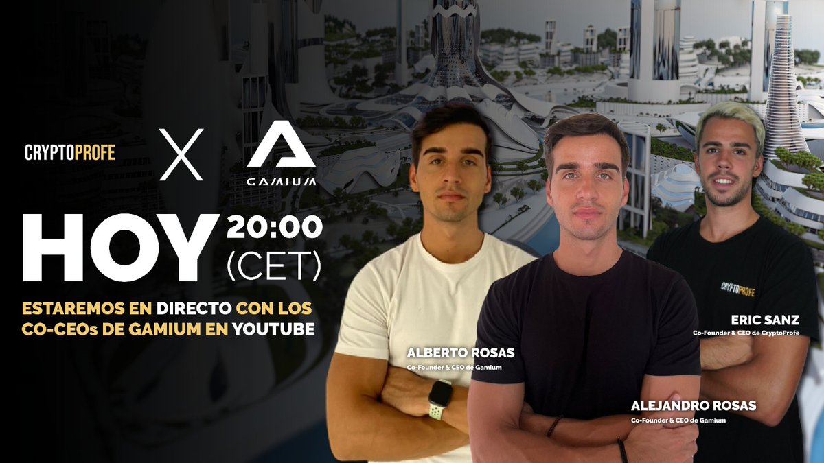 dsctlzscrypto's tweet photo. @Gamiumcorp , los hermanos, co-CEOs, novedades, Cryptoprofe..

🔴 ¡En directo, a las 20:00 (CET)! 📢

¿Te esperamos dentro verdad?👇🏻
https://t.co/AF20uRK2Ow

#GMM #GMMARMY #Metaverse https://t.co/9WLSQMseJ7