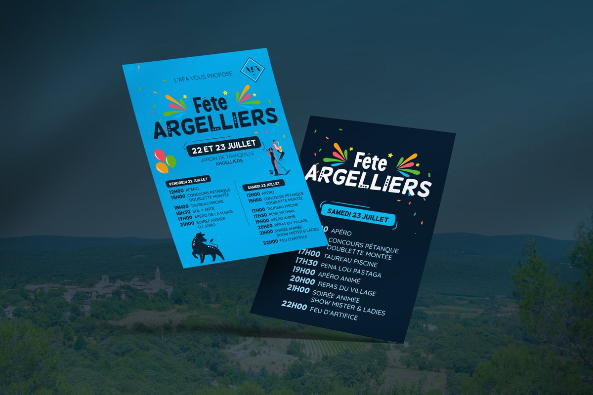 autenti_com's tweet photo. Charte graphique créée et dupliquée en plusieurs supports pour la fête d’Argelliers en @Occitanie 🎈🎉

👉 Affiches, panneaux, programme de 16 pages, adhésifs … 

📞 Contactez-nous pour vos événements 

#AutentiCom 🖥 https://t.co/bBiurdn5QU