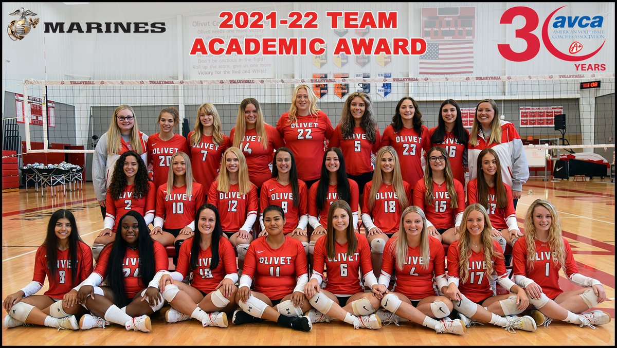 Congratulations to the @OlivetCollegeVB team on earning the USMC/American AVCA Team Academic Award!

READ -- olivetcomets.com/sports/wvball/…

#GoCOMETS #OCNation