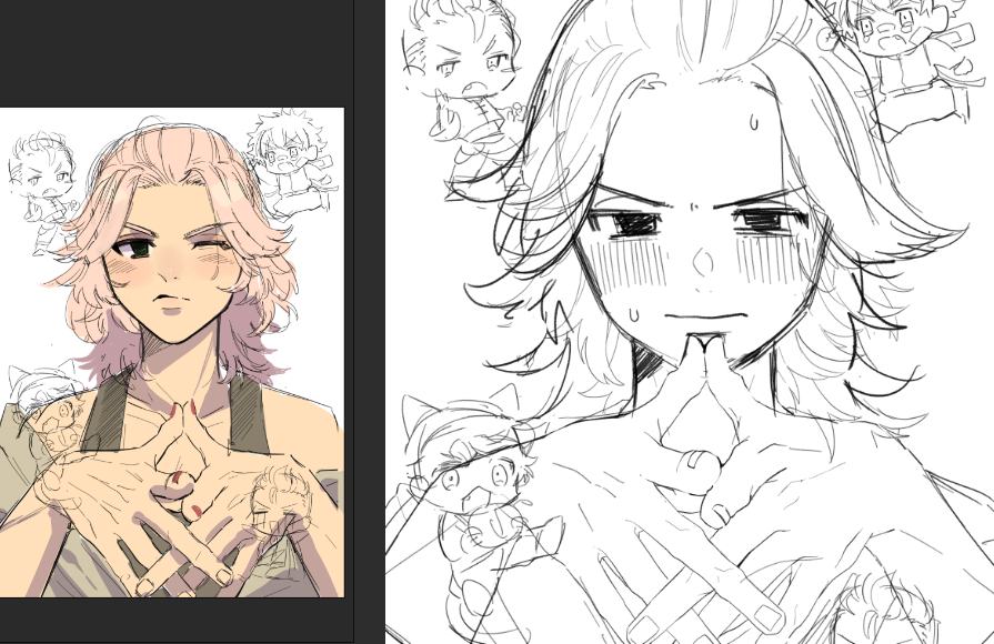 途中まで描いてたけどドキドキ感が足りなくて描き直してる。もどかしい総長が描きたい!!!✊みちが可愛くて仕方ないけど男だし彼女持ち出し!?いやいやいや・・・みたいな総長が!描きたいんだ!!!✊✊✊✊✊✊ 