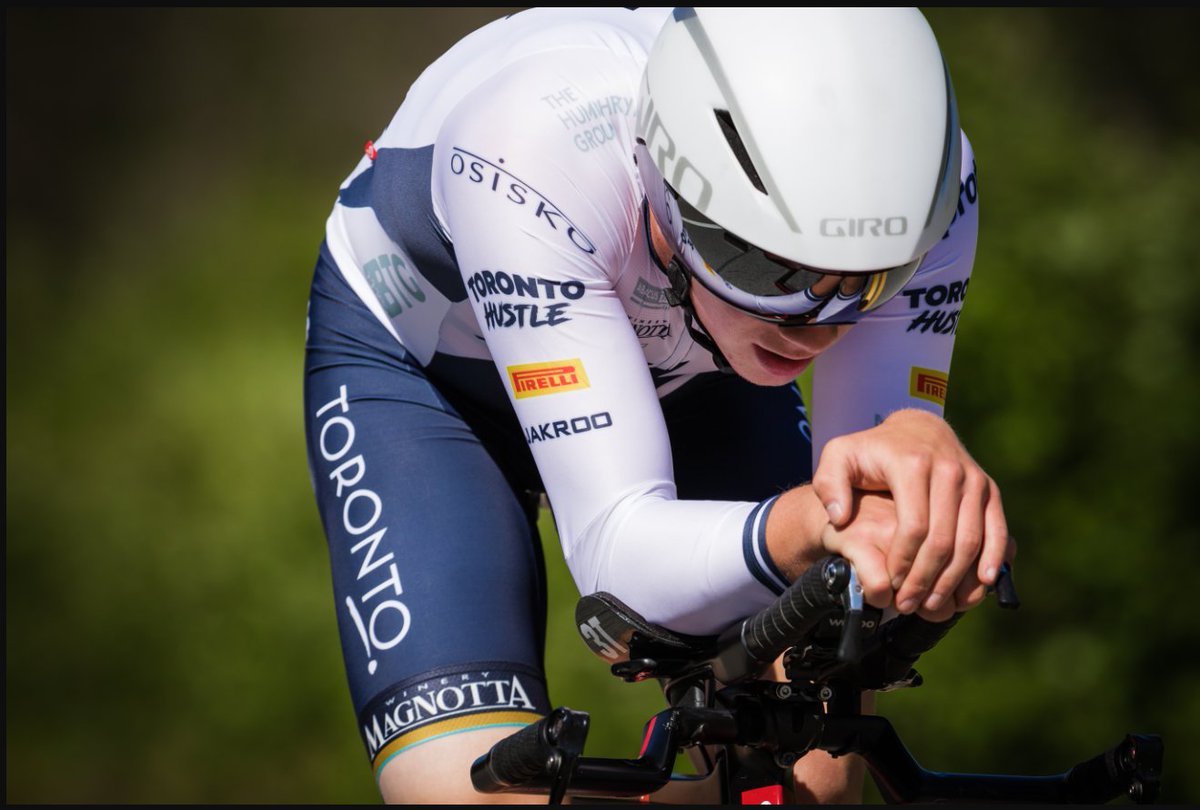 This year I'm proud to support cycling in Ontario by having my company The Humphrey Group sponsor three teams, including <a href="/Toronto_Hustle/">Toronto Hustle</a> juniors. Great shot from <a href="/TourAbitibi/">Tour de l'Abitibi</a> of Charles Bergeron in the TT with our logo on the shoulder. Proud to support youth cycling!
