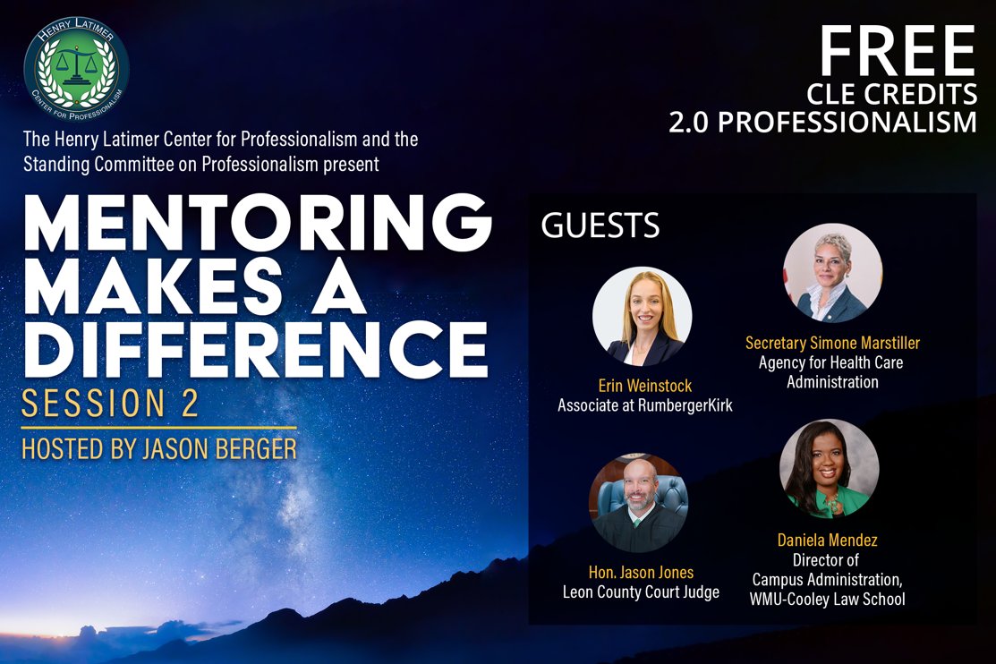FLBarCFP's tweet photo. Mentoring Makes a Difference, Session 2 (Hosted by Jason Berger) is now available FREE and on-demand! Please share this amazing CLE with all of your colleagues and staff!

https://t.co/8JQxXEUsNp https://t.co/aRNVkCmXfr
