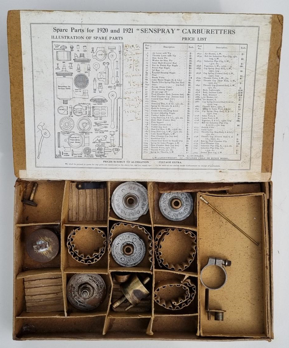 MuseumGardening's tweet photo. Object Week 34: Senspray Carburettor Spares Box
Charles H Pugh Ltd manuf. &amp; patented Senspray Carburettor 1911, fitted to Rudge motorcycle engines 1921 1st @atcolawnmowers Motor #Mower with carburettor Rare &amp; soon on display in #museum @TheBuddingFD @TatesGCs #charity #gardening https://t.co/BCLbUiDoow