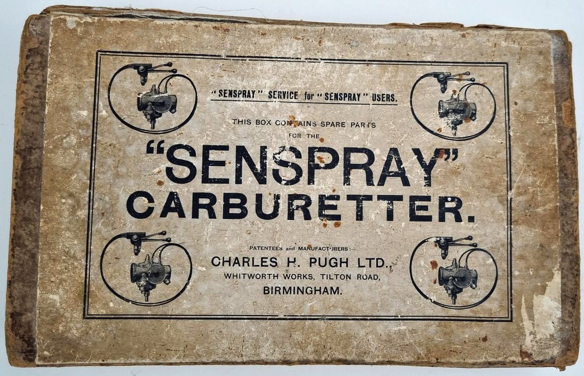 MuseumGardening's tweet photo. Object Week 34: Senspray Carburettor Spares Box
Charles H Pugh Ltd manuf. &amp; patented Senspray Carburettor 1911, fitted to Rudge motorcycle engines 1921 1st @atcolawnmowers Motor #Mower with carburettor Rare &amp; soon on display in #museum @TheBuddingFD @TatesGCs #charity #gardening https://t.co/BCLbUiDoow
