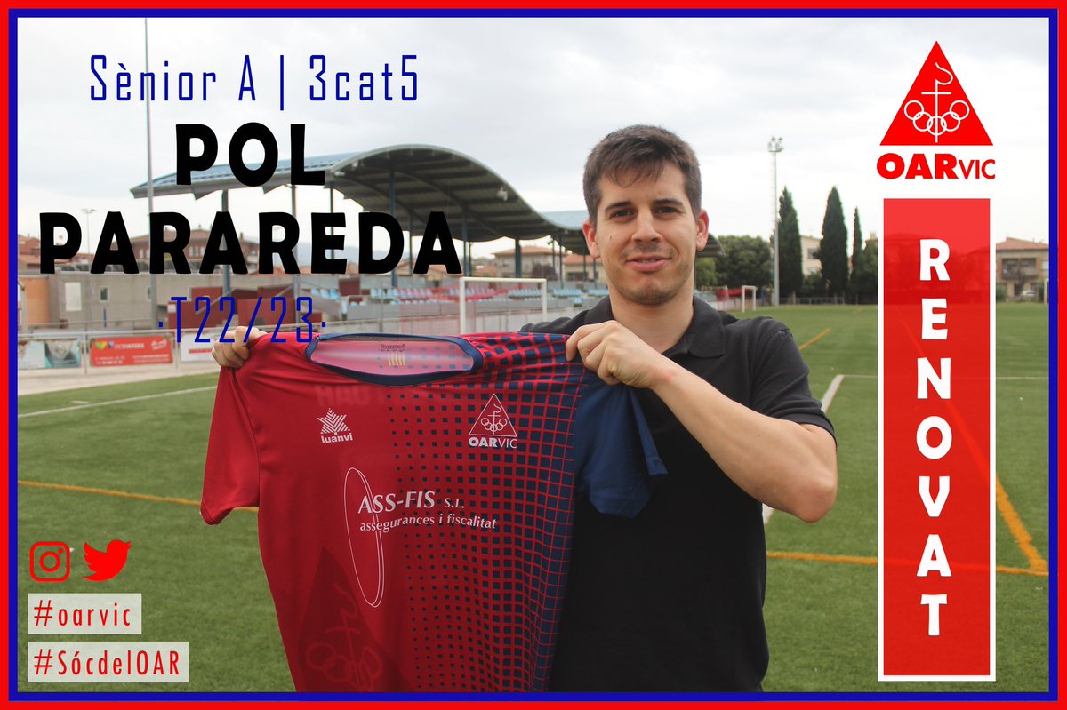 OARVic's tweet photo. 📝 Primeres renovacions del Sènior A per a la temporada que ve! Tots ells seguiran a les ordres de Pere Vila: 

👍🏻 Roger Tort
👍🏻 Pol Parareda 
👍🏻 Pau Banús 

🔵🔴 #SócdelOAR #oarvic #3cat5 #futbolcat https://t.co/1wcP44bXvf