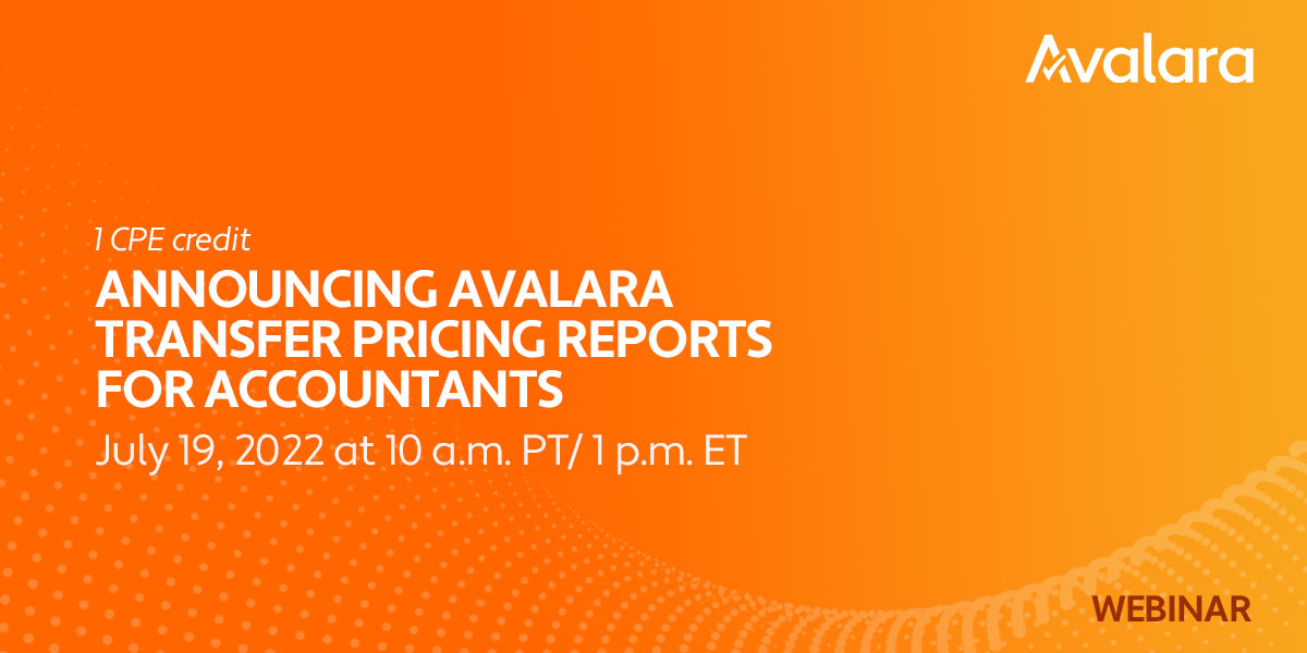 Is your #accounting practice adding #tax compliance to the services you offer? Meet customer demand with Avalara Transfer Pricing Reports for Accountants. Join us tomorrow to see how this new service can remove manual processes, saving you time and cost. avlr.tax/m7mj50JWnwb