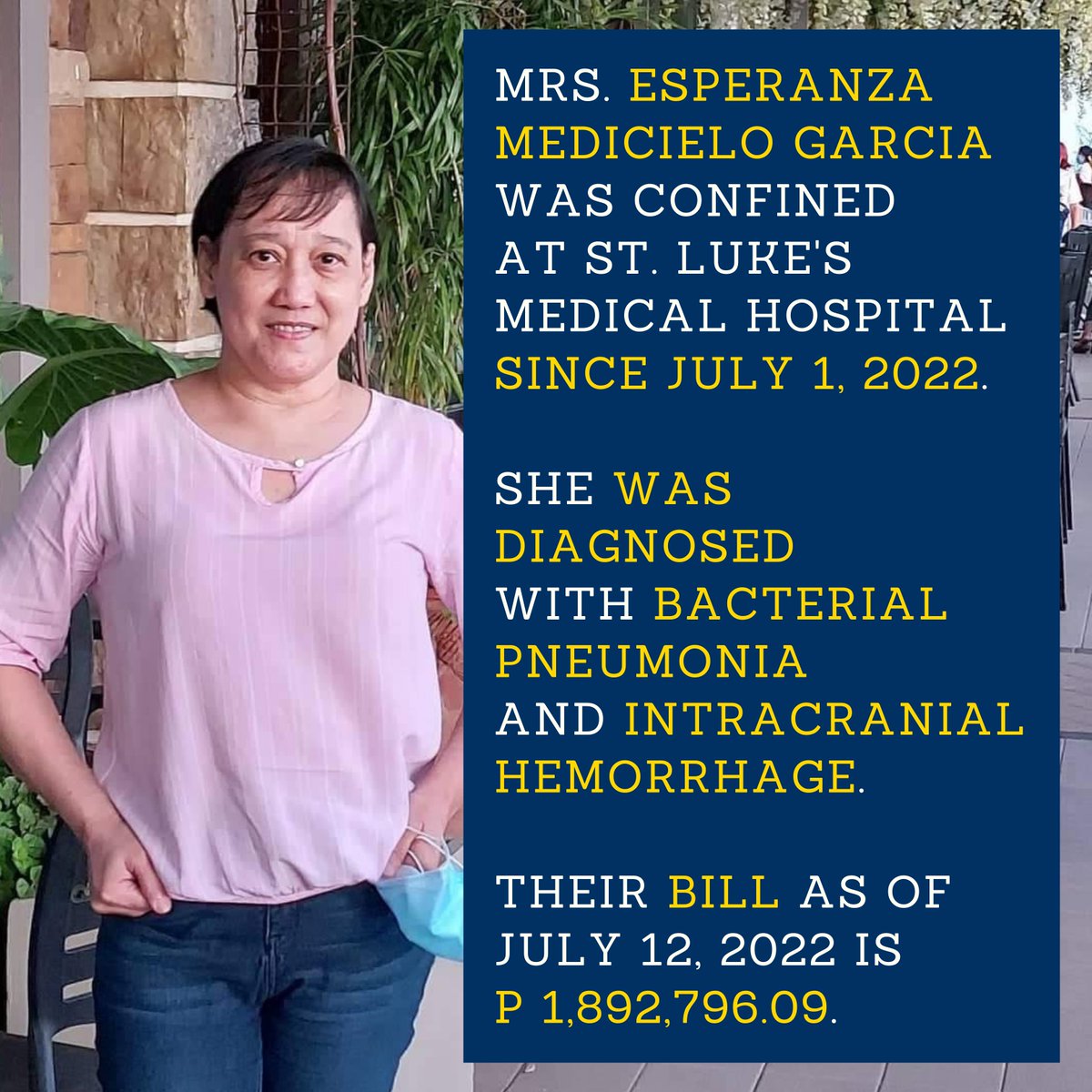 uplblisieux's tweet photo. Allaine (Batch 45 El Cantante De Dios) &amp; her family are in dire need of financial help. 

We are knocking at your generous hearts for any help to settle the hospital bill. 

Let us continue to pray for their family.

St. Therese, pray for us!

#CallForDonations #UPLBLMM #Lisieux https://t.co/sULt2JL8UP