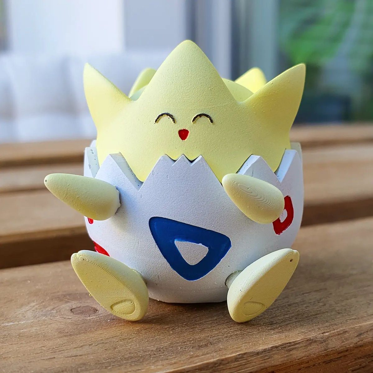 Nitrostormbcn's tweet photo. Togepi hand painted print, at 5cm tall is cute littel desk companion. 
#togepi #Pokemon #3Dprinting #3dartwork #blender https://t.co/Lp9cNNebzC