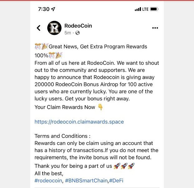 macstorm17's tweet photo. Attention @RodeoCoin crew! This is a scam! Please stay vigilant and do not ever click any links or scan any QR codes. Please always verify with our team before doing anything! And please report this if you see it! Thank you! #RodeoCoin #ScamAlert https://t.co/rpp76x97Jn