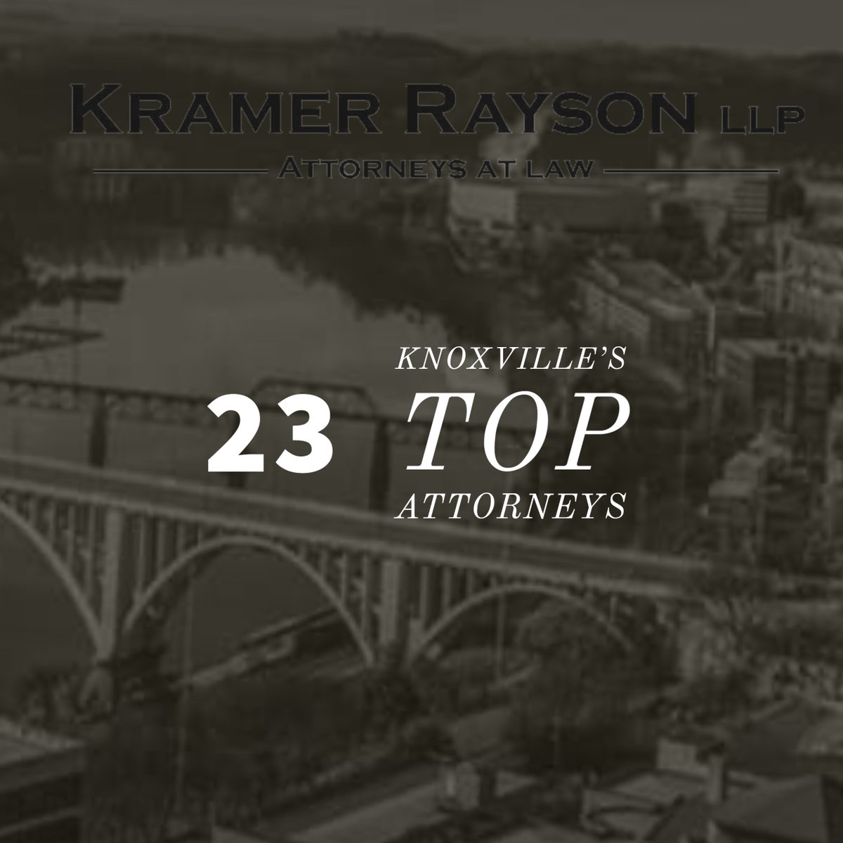 KramerRayson's tweet photo. We are pleased to announce that twenty-three of our twenty-eight attorneys were recently named as Knoxville's Top Attorneys in their areas of practice by their peers in Cityview magazine. https://t.co/WyhYKW2B0j #KramerRayson https://t.co/sDffjxYMA5