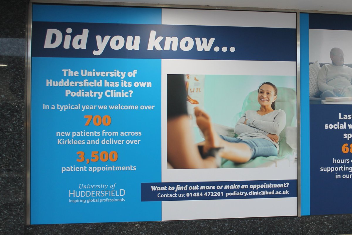 Hud_HHS's tweet photo. Did you know that we have our own #Podiatry Clinic @HuddersfieldUni? Find out more by emailing podiatry.clinic@hud.ac.uk or calling 01484 472201. Our team will also be at @HonleyShow this weekend to answer any of your questions.
➡️https://t.co/NHQIJRer3l
#Kirklees #Huddersfield https://t.co/2KeduTjGUg