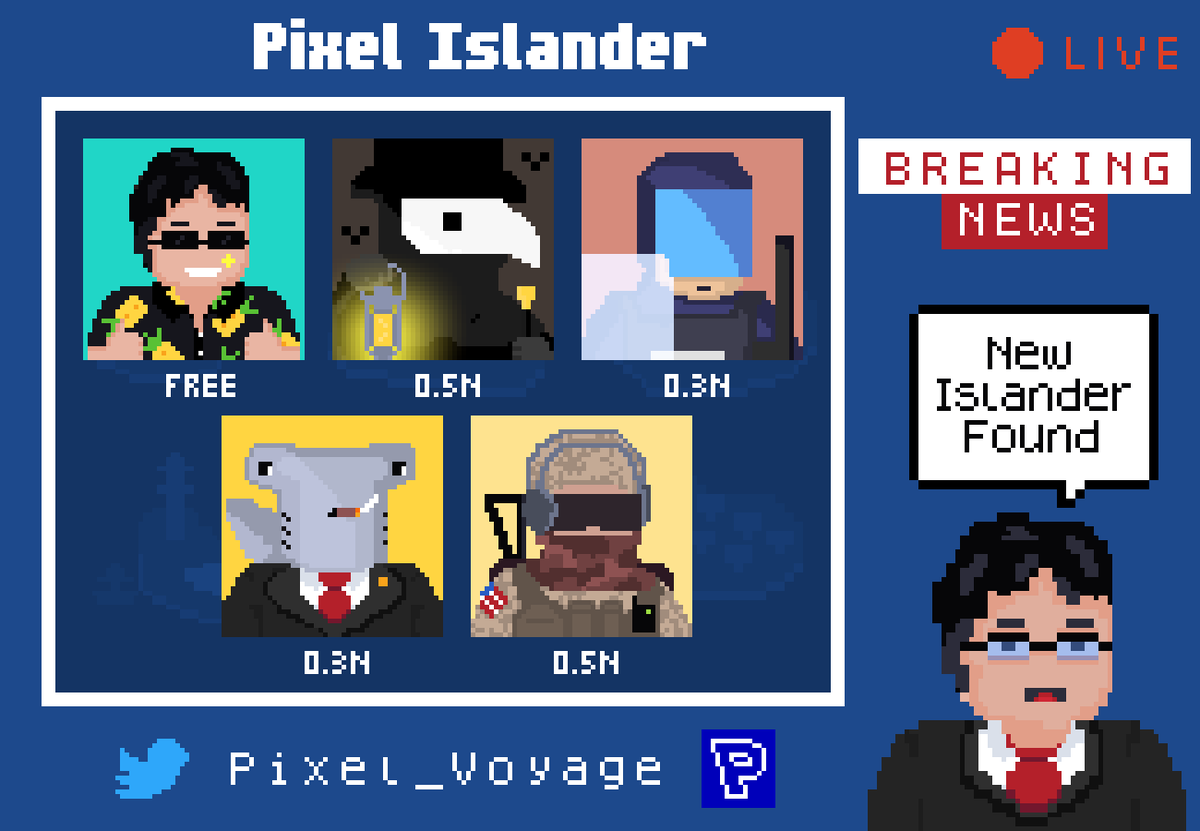 Pixel_Voyage's tweet image. 📢 Attention 📢
New Islander Found‼️‼️

Prices : 0.3 - 05 Near
📎 : paras.id/collection/pix…

This is my first collection hope you guys like them 🙇‍♂️

#PARASnft #paras #nearNFTs #NEARcollector #nearartist #NFT #NFTCommunity #NFTCollectors #NFTdrop #NFTTHAILAND