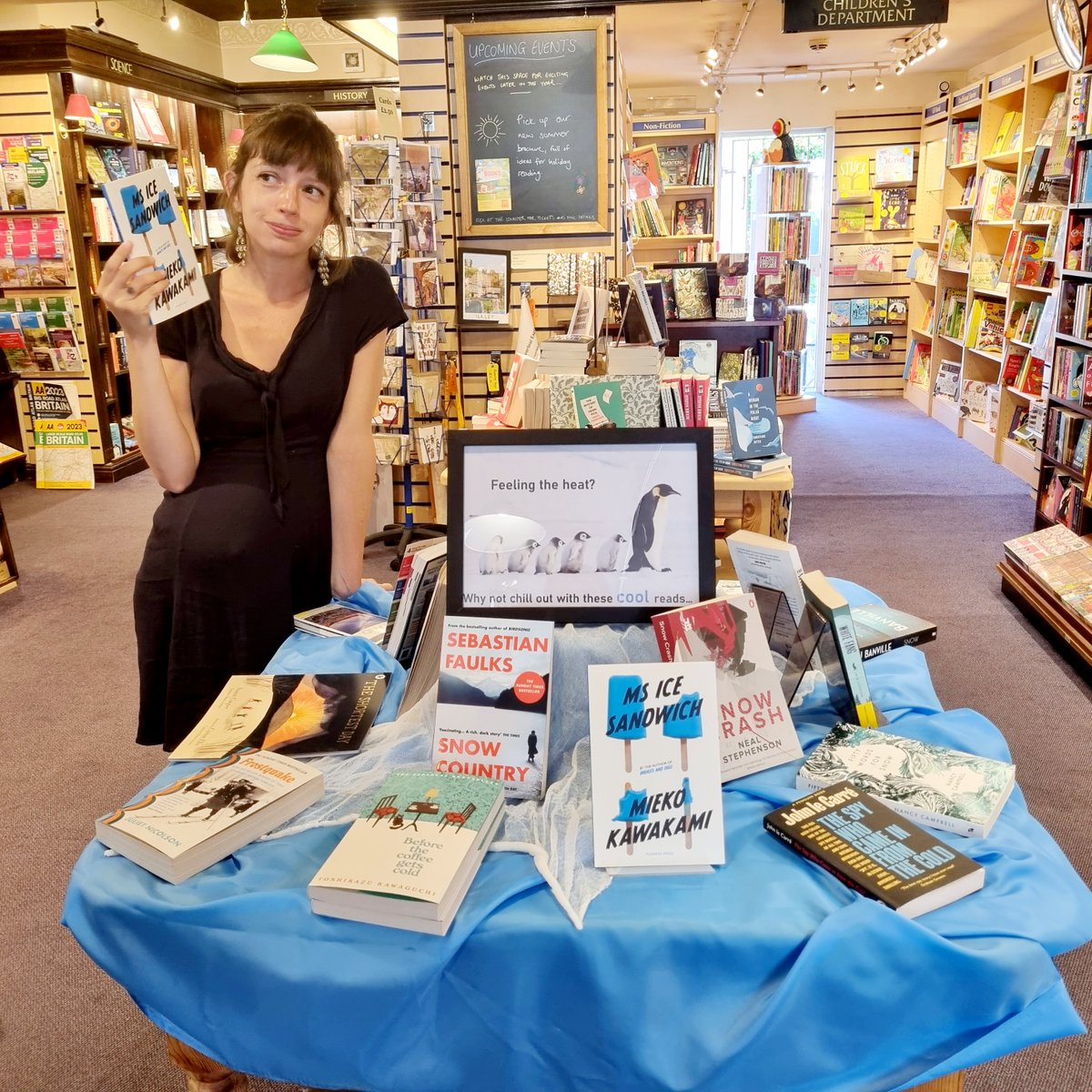 GroveBookshop's tweet photo. Feeling the heat like our Nikki? Chill out with our selection of cool reads... #heatwave #Ilkley #coolreads https://t.co/e60VRTZK7h