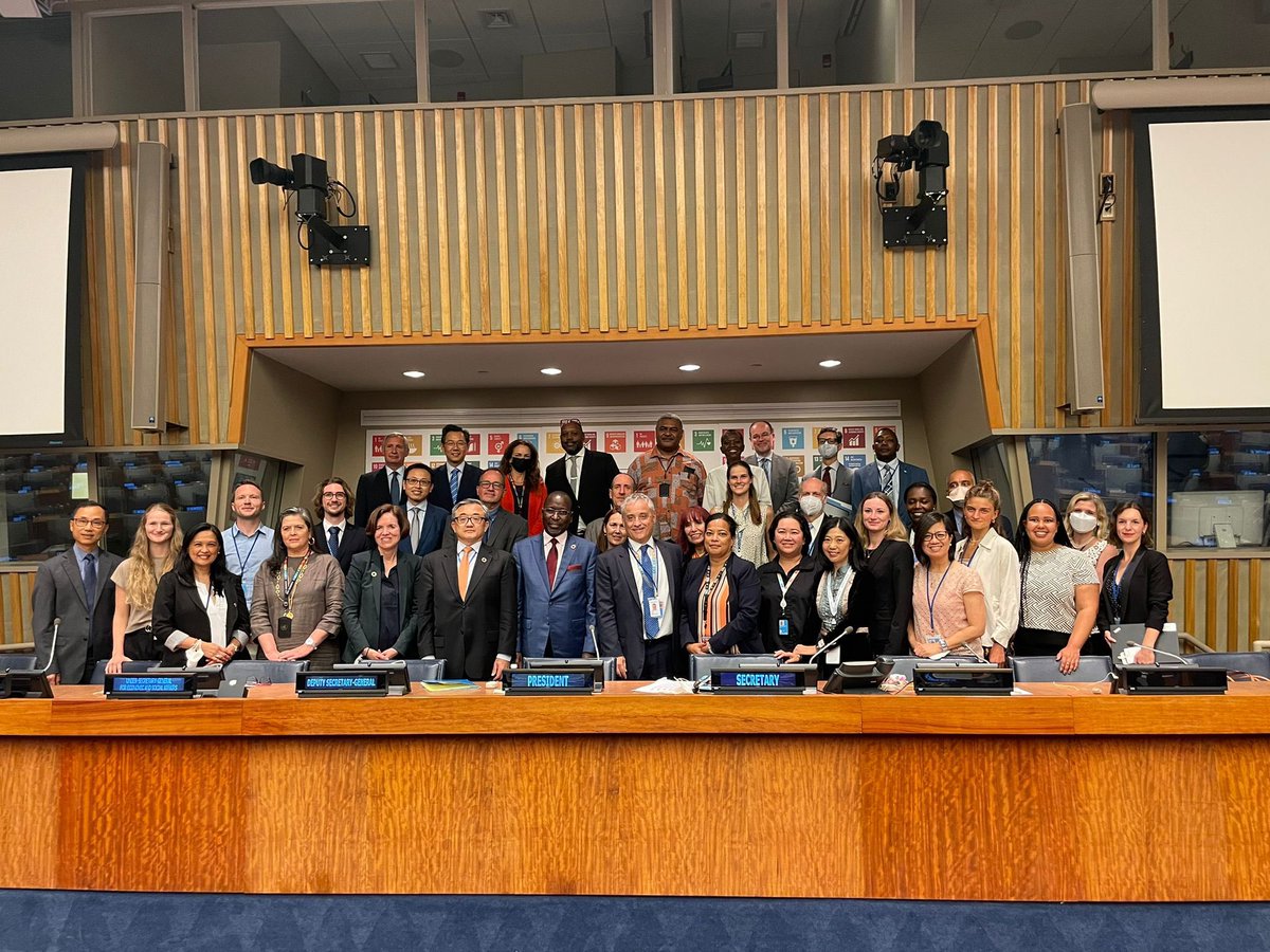 MauMassari's tweet photo. And it’s a wrap! After intense work together, we achieved the goal of adopting consensually this important #HLPF2022 Ministerial Declaration reaffirming our commitment to #2030Agenda. A good day for multilateralism.🙏@UNECOSOC for your trust in our cofacilitation. https://t.co/CE8A1EFRLr