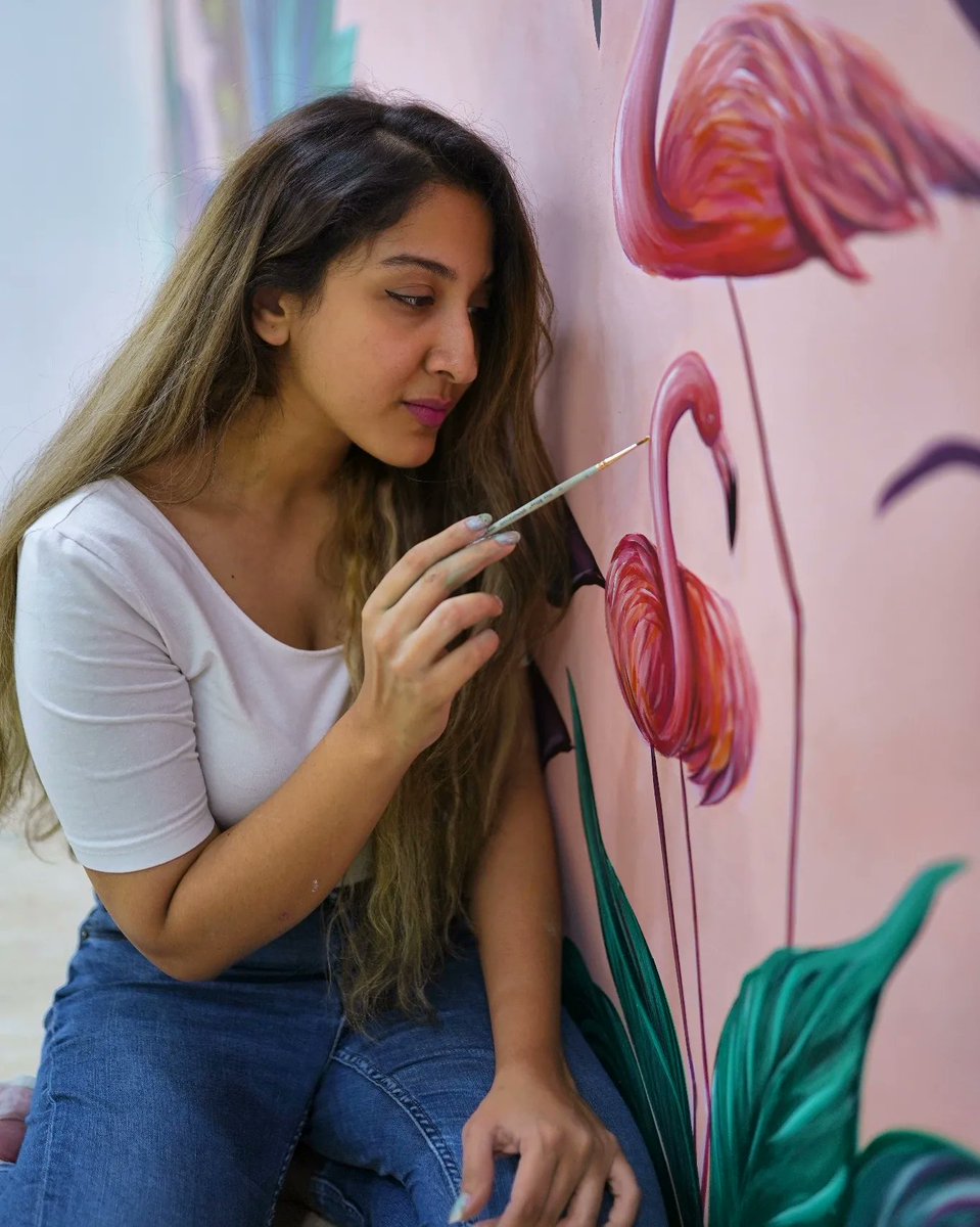 Hi beautiful people! ♥️
Sharing a WIP picture from my very recent Mural Project in Chennai. This is just a tiny part from my big Mural of 10ft*10ft wall. Will share the full painting soon! Also, trying to be more active in twitter😄 let's see how that goes!