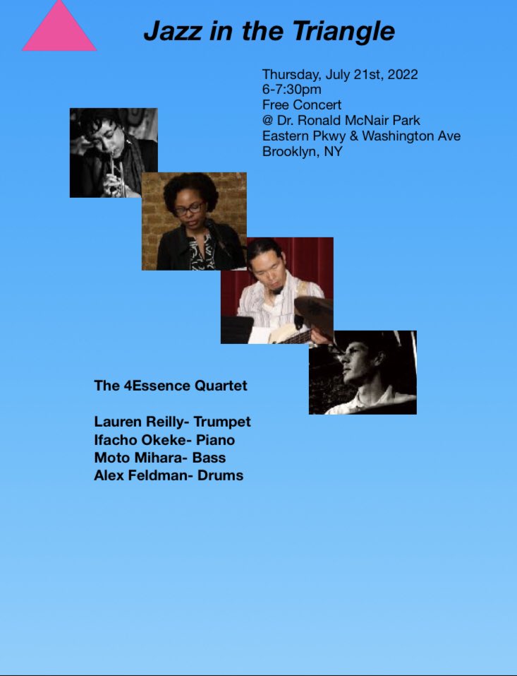 ReillyJoint's tweet image. The 4Essence Quartet @ Dr. Ronald McNair Park! This Thursday 6pm-7:30pm! #Jazz #concert #Quartet