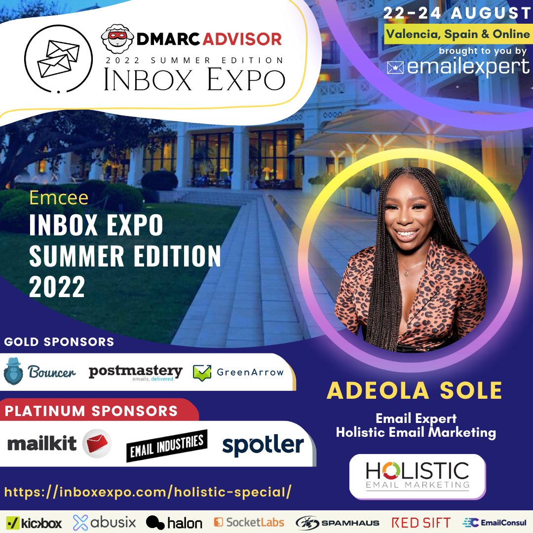 So excited we finally have @Ms_Sole as in-person Emcee for #InboxExpo!
Join us in Valencia Aug 22-24 for Inbox Expo #EmailGeeks #CRM
