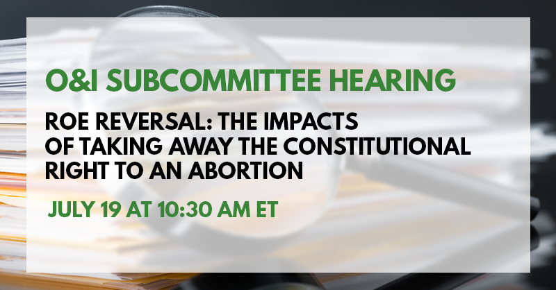 EnergyCommerce's tweet photo. WATCH LIVE: #SubOversight hearing on the devastating impact of overturning #RoeVWade →