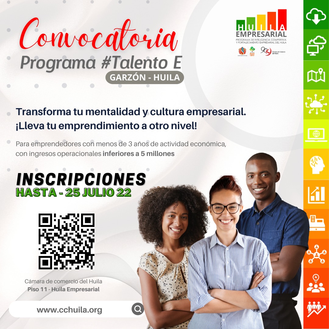 CCHuila's tweet photo. 📣 #TalentoE | Únete a los emprendedores en etapa inicial que fortaleceremos 💪, a través del diseño y desarrollo de instrumentos que aceleren su idea de negocio.

📌 Da clic aquí para ser parte de Talento E ➡️ https://t.co/zbmuinQjas https://t.co/EeRy4HDPLW