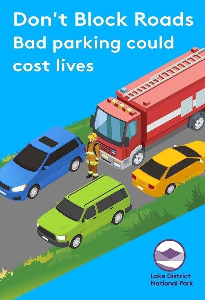 CumbriaFire's tweet photo. If you're out and about this evening, be mindful of where you are parking.

We know sometimes space can be limited, but please always leave enough room for emergency service vehicles to get past. 🚒🚓🚑

Every second counts for emergency responders. ❤ https://t.co/0lUWDbqV4T