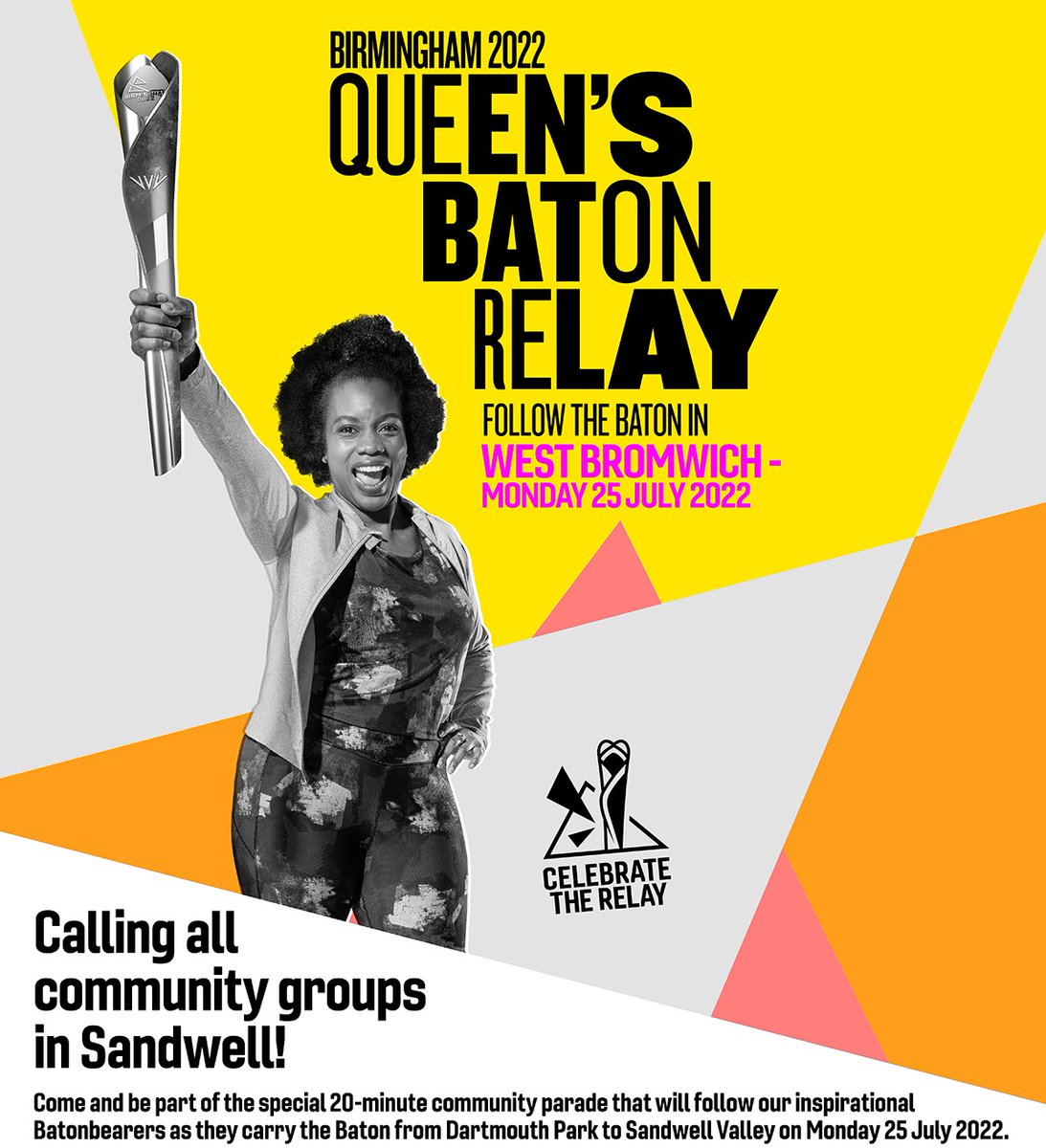 📢📢📢Calling all community groups in Sandwell! 🏆🏆Come and be part of the special 20-minute community parade that will follow our inspirational Batonbearers as they carry the Baton from Dartmouth Park to Sandwell Valley Country Park next Monday (25 July 2022) #QBR22 #QBR
