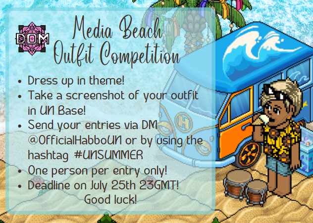 OfficialHabboUN's tweet photo. 🏖️ HABBO UN MINI SUMMER COMPETITIONS🏖️

Everyone is welcome to join! Win great prizes!
DM us or Tweet your entries using our hashtag #UNSummer❤️ 
Do check the posters below on how to participate! Good Luck! #habbo #habboUN https://t.co/xTgGnAC0qm
