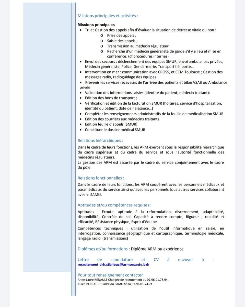 AFARM_SAMU's tweet photo. [ Offre d'Emploi - Recrutement ] 🏥🧑‍💻

Le #SAMU22 recrute #ARM

>>> https://t.co/wObgFQbAKC