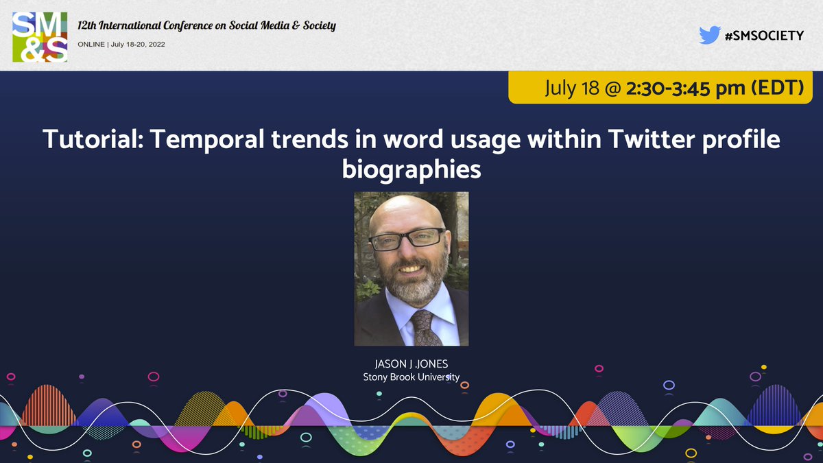 felipebsoares's tweet photo. Coming up next at the 2022 #SMSociety: @jasonjones_jjj will demonstrate how social media data can be used to study both personal, individual development and macro, population-level cultural trends. You can check the full schedule here: https://t.co/IibthR0qOy https://t.co/Jkm8QUKrOG