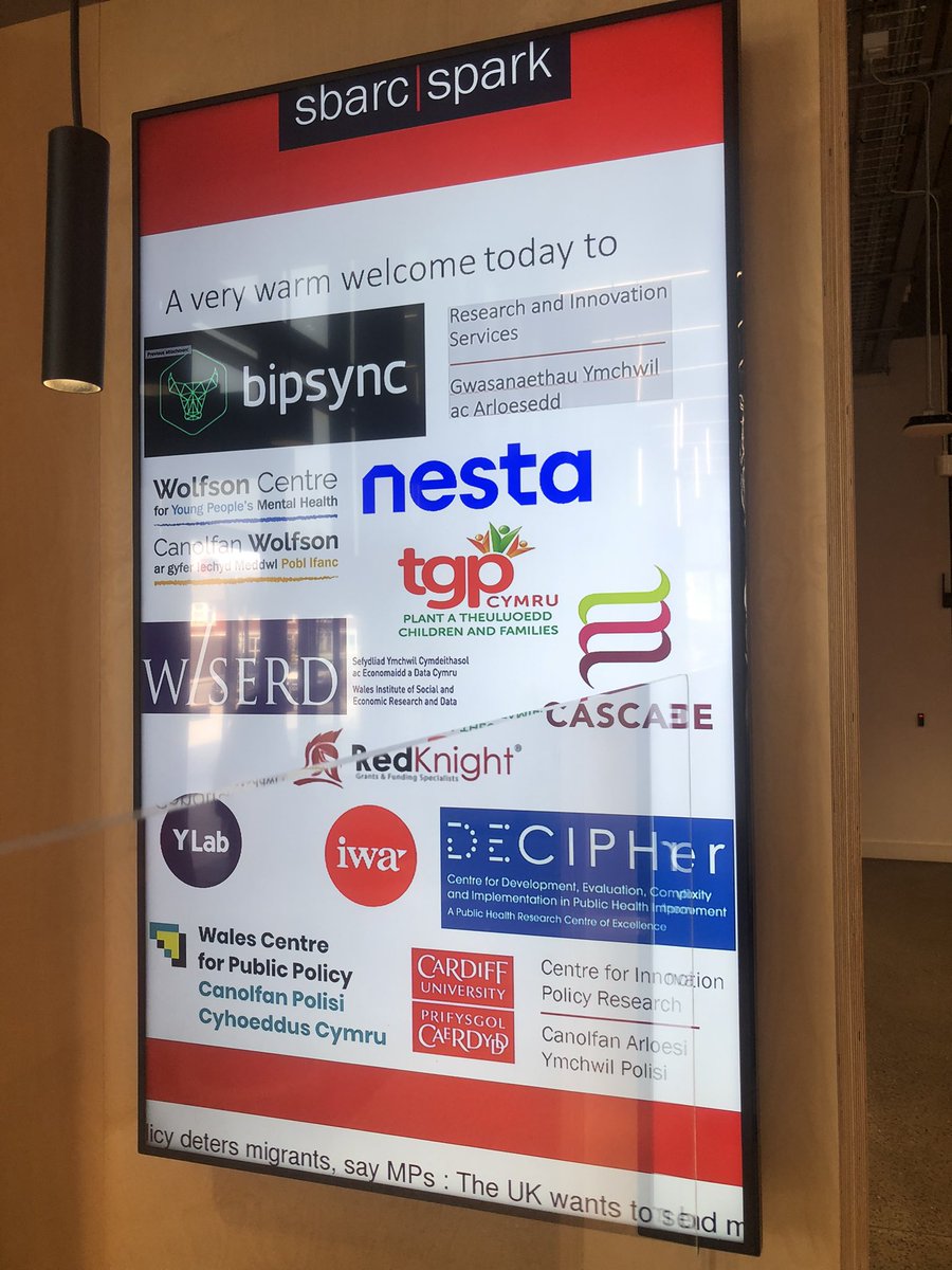 #MondayMotivation Amazing to see our <a href="/TGPCymru/">TGP Cymru</a> logo up on the Sparks notice board today with all the other amazing organisations based here <a href="/cardiffuni/">Cardiff University</a> <a href="/CASCADEresearch/">CASCADE</a> <a href="/nesta_uk/">Nesta</a> <a href="/WISERDNews/">WISERD</a> <a href="/BipsyncApp/">Bipsync</a> @YLabWales <a href="/RedKnightLtd/">RedKnight Consultancy</a> @iwar <a href="/WCfPP/">Wales Centre for Public Policy</a> <a href="/wolfsoncentre/">Wolfson Centre for Young People's Mental Health</a>