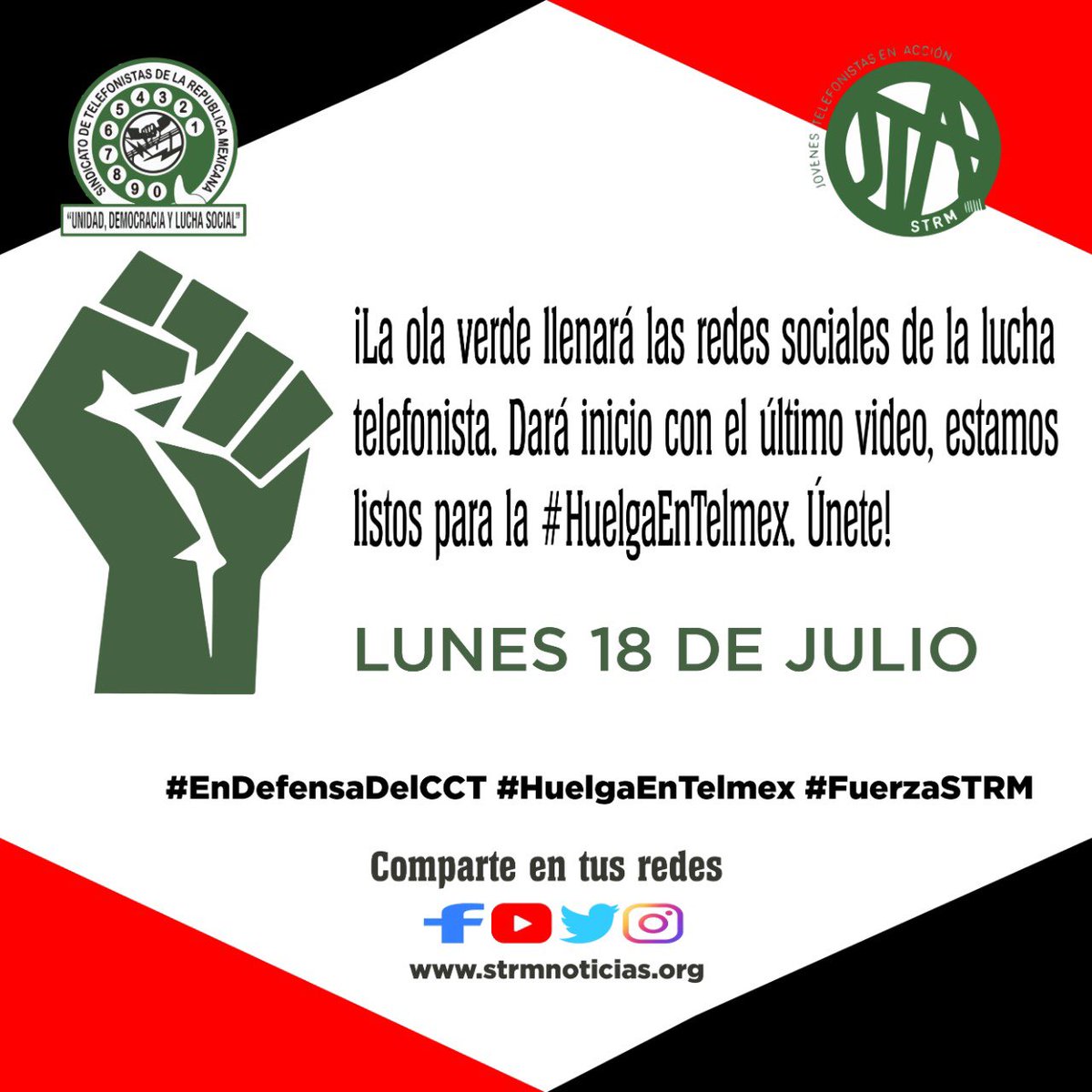 soytelefonista's tweet photo. Estamos listos. Tan vigente como siempre: ¡NI UN PASO ATRÁS! 

#EnDefensaDelCCT 
#HuelgaEnTelmex
#FuerzaSTRM https://t.co/906ouOhCYo