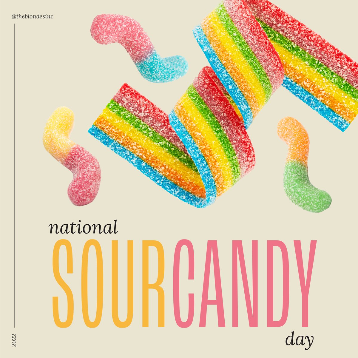 Who doesn't love a tangy sour candy? Happy National Sour Candy Day!
#sour #sweet #tangy #sogood #pucker #treat #yum #Blondes #branding #graphicdesign #waterloodesign #kitchenerdesign