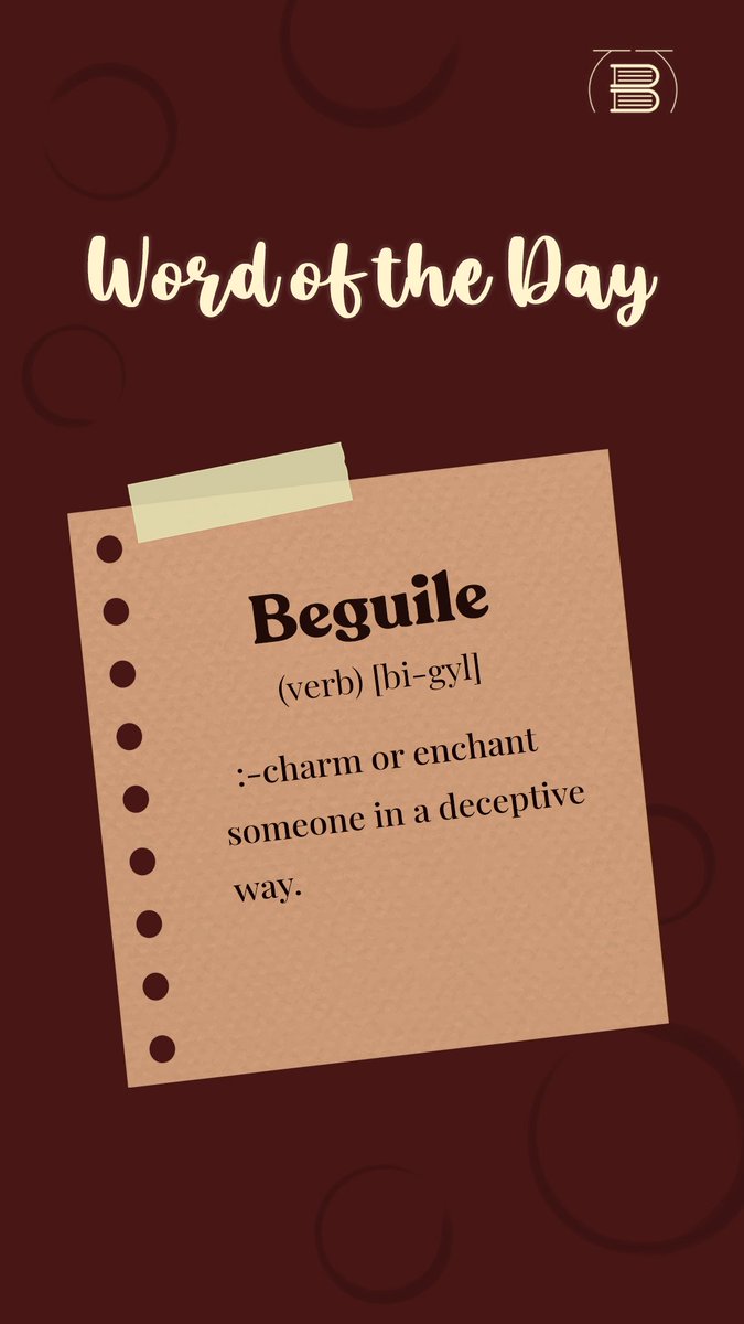 bookthievesmec's tweet photo. Word Of The Day:Beguile
#WordOfTheDay #newword #Literature #Goodreads #vocabulary #readyforproof https://t.co/gaYdydppTW