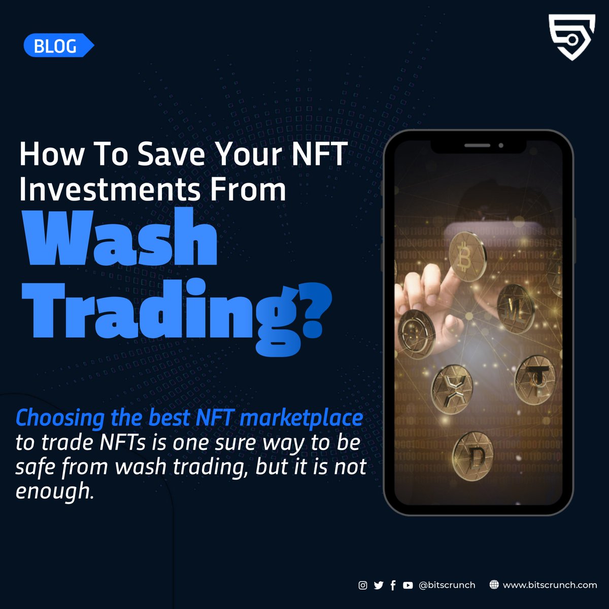 bitsCrunch's tweet image. Everyone has got their eyes on #NFTs. NFT platforms, of late, have suffered from a mal-practice known as #Washtrading. Check out our blog and save yourself from frauds and forged collections.

For more read our blog - bit.ly/3PCHDOG

#NFTs #NFTMarketplace #NFTProject