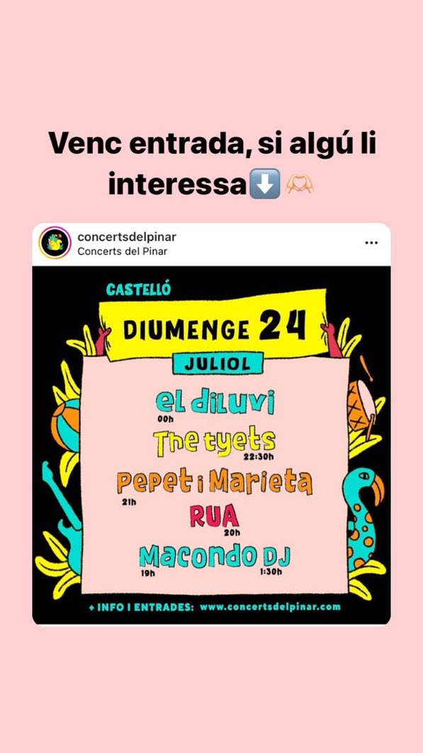 ai_tanax's tweet photo. No puc anar i venc la entrada, si algú li interessa o pot compartir💓💓 https://t.co/Qp1rhnuVhE