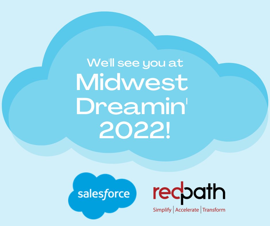 redpathgroup's tweet photo. Are you headed to Midwest Dreamin’ on Wednesday?! We’ll see you there! Get more info and register now! https://t.co/2FDND5CLuX #MidwestDreamin2022 #Salesforce #RedpathCG https://t.co/ZVkz8GEtb0