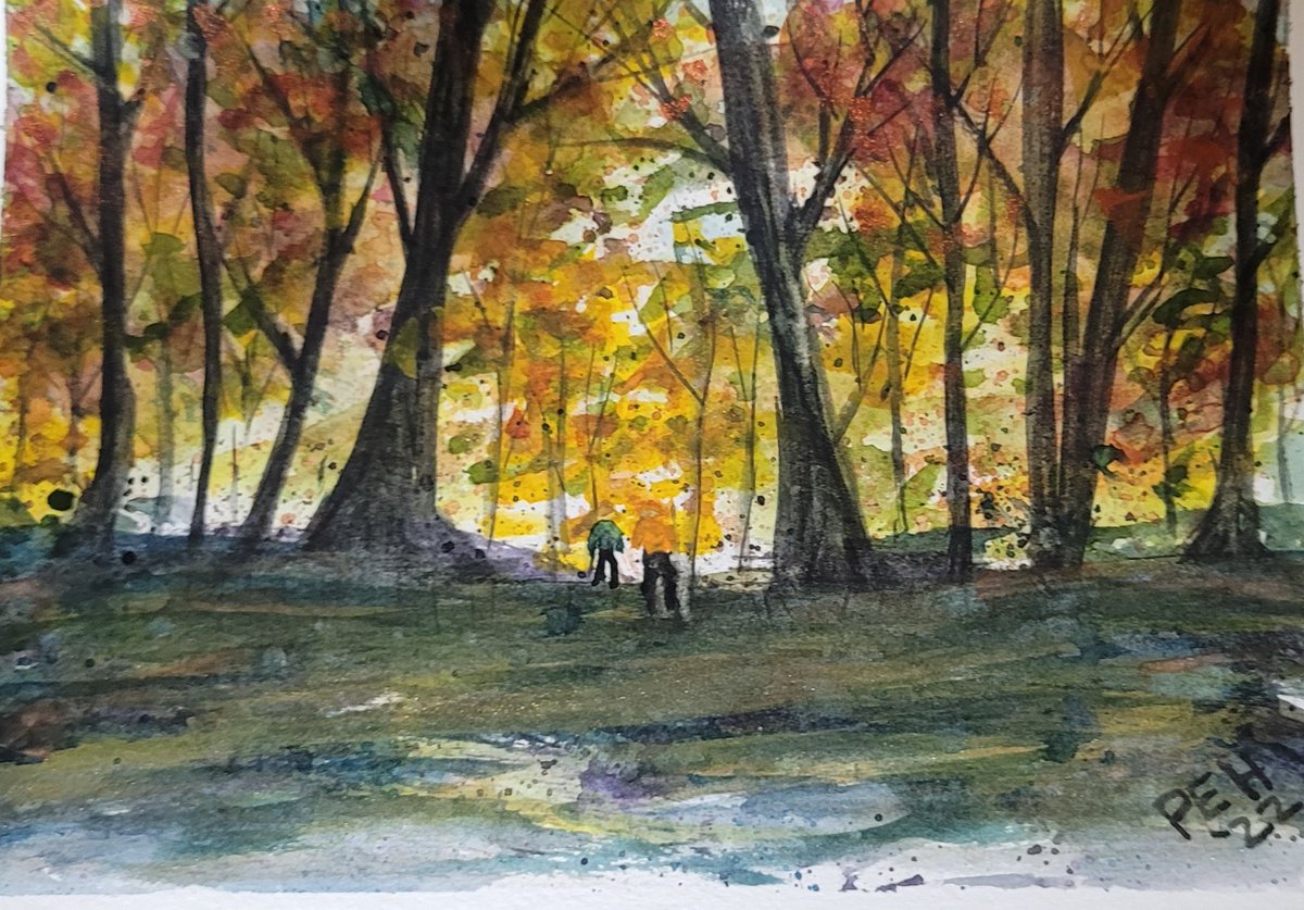 PatteHarding's tweet photo. I painted this for a friend I visited in Maine last fall. From a Youtube tutorial by Ellen Crimi-Trent. #WatercolorPainting #ME2AK #BackEast https://t.co/D9rMLhGGNU