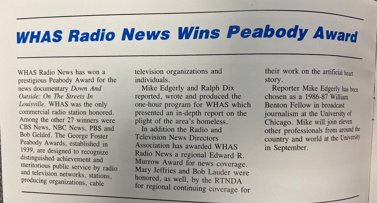 840WHAS's tweet photo. One of four Peabodys awarded to WHAS radio news. 🎙
#WHAS100years https://t.co/4NC0GpRi7p