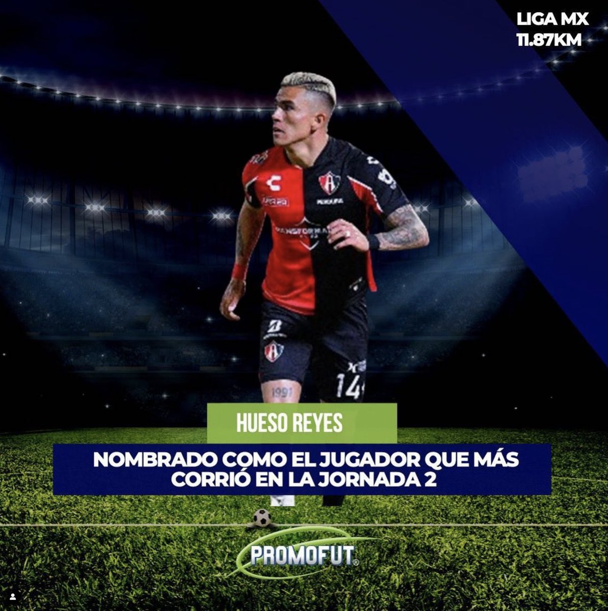 PROMOFUToficial's tweet photo. Hueso Reyes nombrado como el jugador que corrió mayor distancia en la jornada dos 🙌🏼 Síguela rompiendo Hueso ⚽️ https://t.co/TvKHyPL2H2
