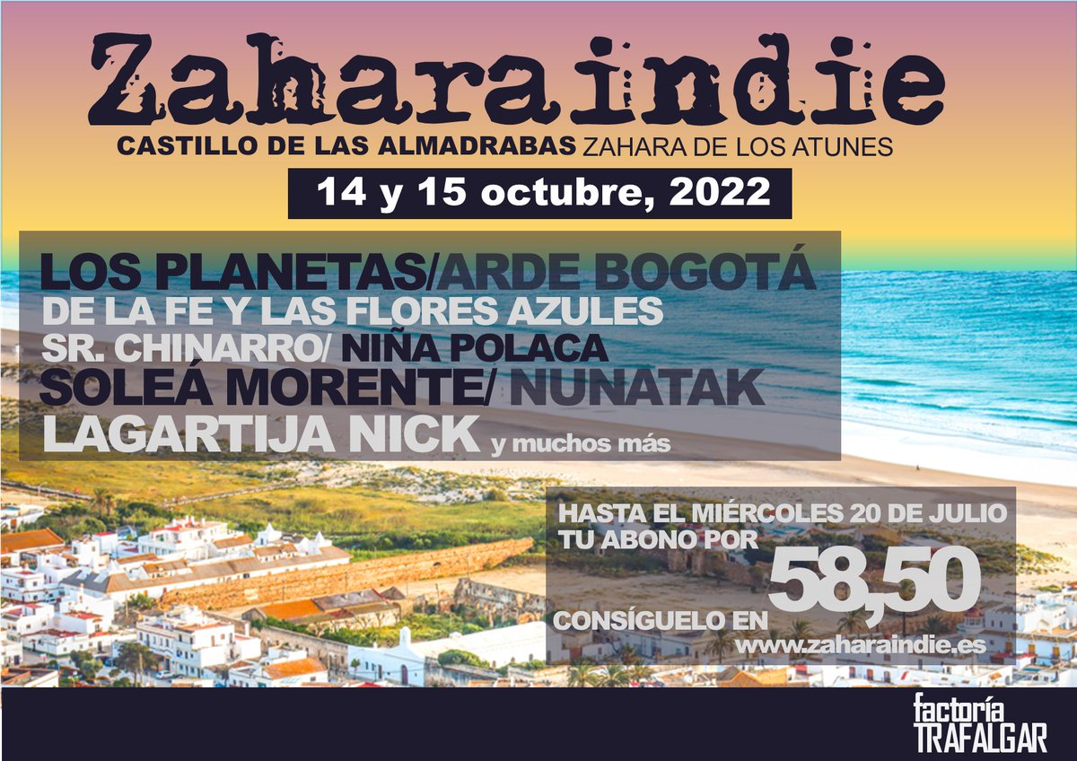 Todavía quedan dos días para que puedas conseguir tu abono con la promo anti-inflación. En el Zahara Indie pensamos que está antes la cultura que el rendimiento económico. Porque este es un festival que va de otra cosa.
Consíguelo ya en zaharaindie.es💪💪