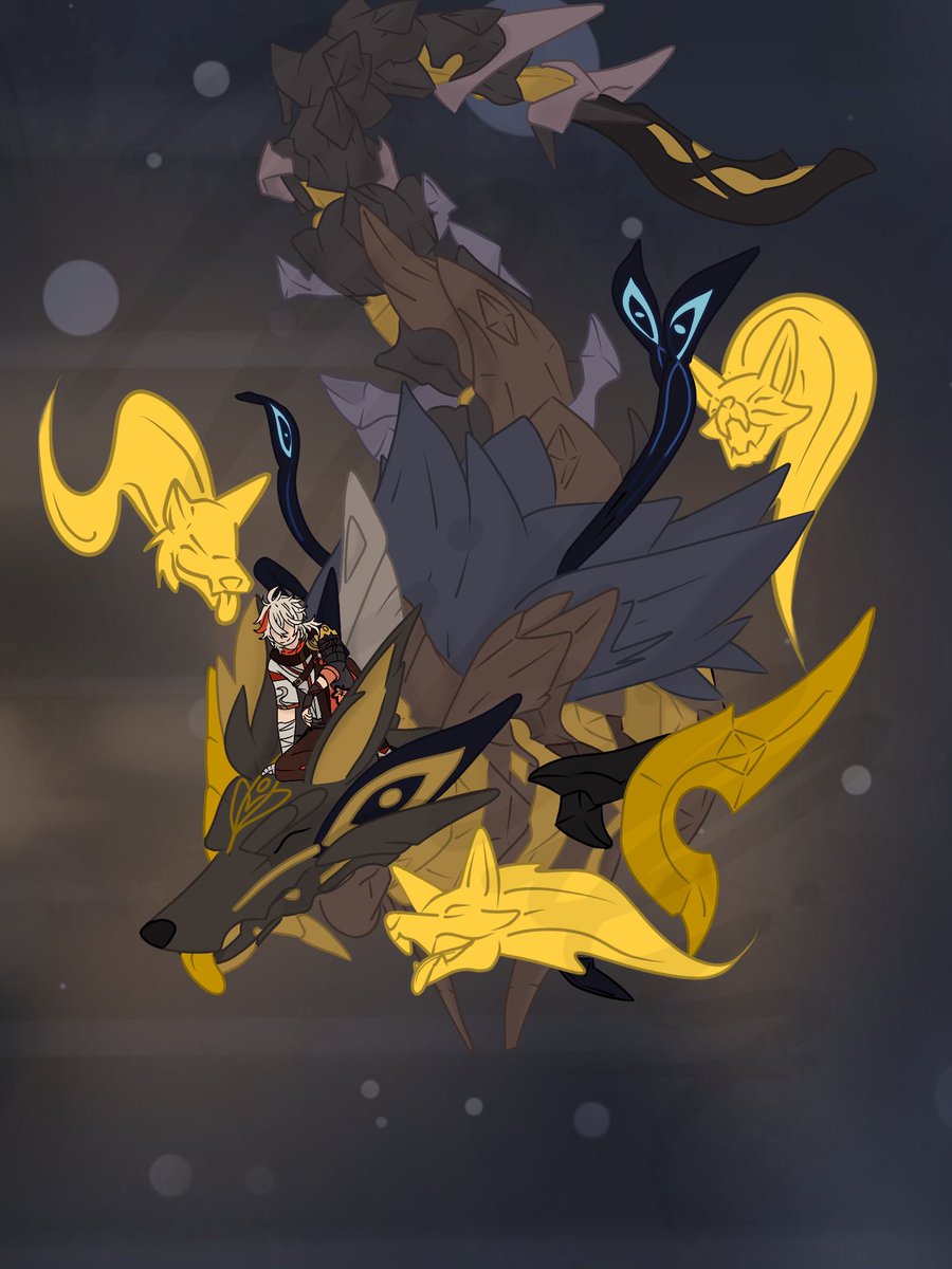 Mikillix's tweet photo. Inspired by a glitch that happened while playing with friends. How to train your wolf lord! #GenshinImpact #KaedeharaKazuha https://t.co/qdSTsyhLB6