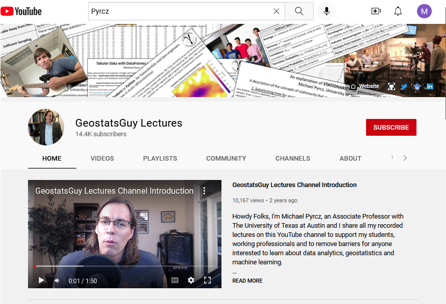 Howdy Folks! Check out my #YouTube channel. Easy to find, > 160 lectures with linked, well-documented #Python demonstrations on #spatial #DataAnalytics, #geostatistics and #MachineLearning. youtube.com/GeostatsGuyLec…