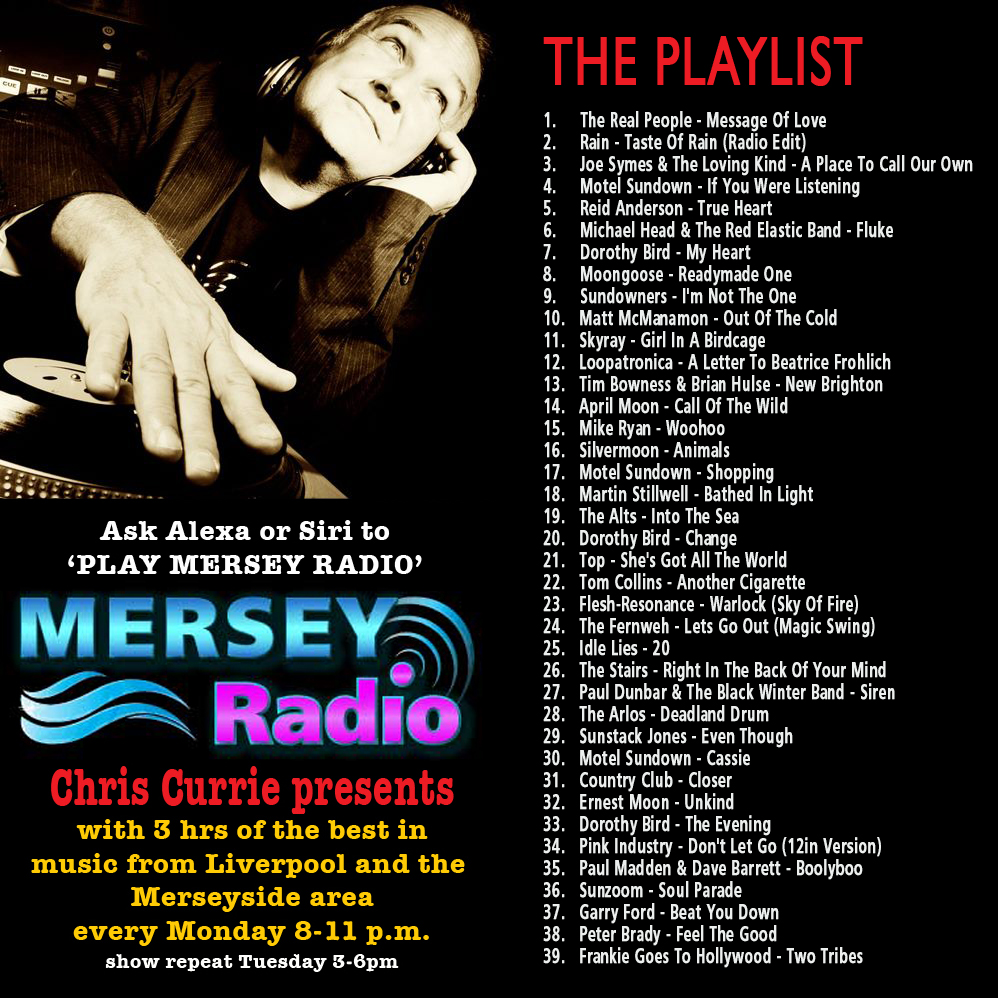Chris Currie (@currieradioshow) on Twitter photo 18.07.22 Chris Currie presents on <a href="/MerseyRadio/">Mersey Radio</a> with 2 Feat. Albums <a href="/MotelSundown/">Motel Sundown</a> and <a href="/DorothyBird18/">Dorothy Bird </a> + 3hrs of Merseyside music <a href="/MrPaulSimpson1/">Paul Simpson</a> <a href="/loopatronica/">Loopatronica</a> <a href="/TimBowness/">Tim Bowness</a> <a href="/aprilmoonband/">APRIL MOON</a> <a href="/Silvermoon_UK/">Silvermoon</a> <a href="/loominanceliv/">Loominance Records</a> <a href="/thealtsmusic/">thealtsmusic</a> <a href="/TheArlos/">The Arlos Official</a>
Listen on: merseyradio.co.uk/player 18.07.22 Chris Currie presents on <a href="/MerseyRadio/">Mersey Radio</a> with 2 Feat. Albums <a href="/MotelSundown/">Motel Sundown</a> and <a href="/DorothyBird18/">Dorothy Bird </a> + 3hrs of Merseyside music <a href="/MrPaulSimpson1/">Paul Simpson</a> <a href="/loopatronica/">Loopatronica</a> <a href="/TimBowness/">Tim Bowness</a> <a href="/aprilmoonband/">APRIL MOON</a> <a href="/Silvermoon_UK/">Silvermoon</a> <a href="/loominanceliv/">Loominance Records</a> <a href="/thealtsmusic/">thealtsmusic</a> <a href="/TheArlos/">The Arlos Official</a>
Listen on: merseyradio.co.uk/player