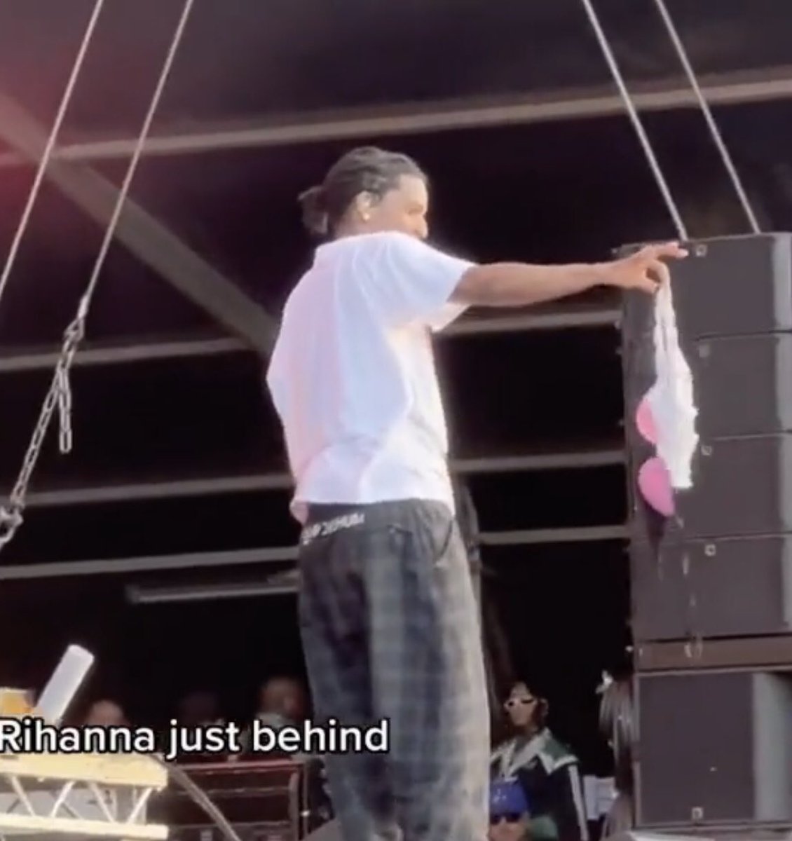 gabgonebad's tweet photo. rihanna behind, the way rocky holds... things change 😭 https://t.co/UNbUaQXziV