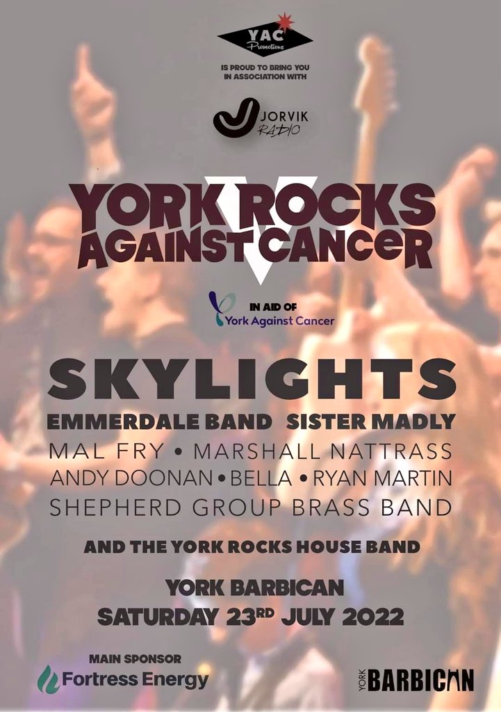 SkylightsYRA's tweet photo. Who's coming to the York Against Cancer show at the @yorkbarbican this Saturday?

We're playing a 5 song headline set. (if we survive today's heat 🥵)

Thanks to @surge41 for inviting us to play.

https://t.co/FsRQo75I3p

#ASAW https://t.co/q24O3C4C5t