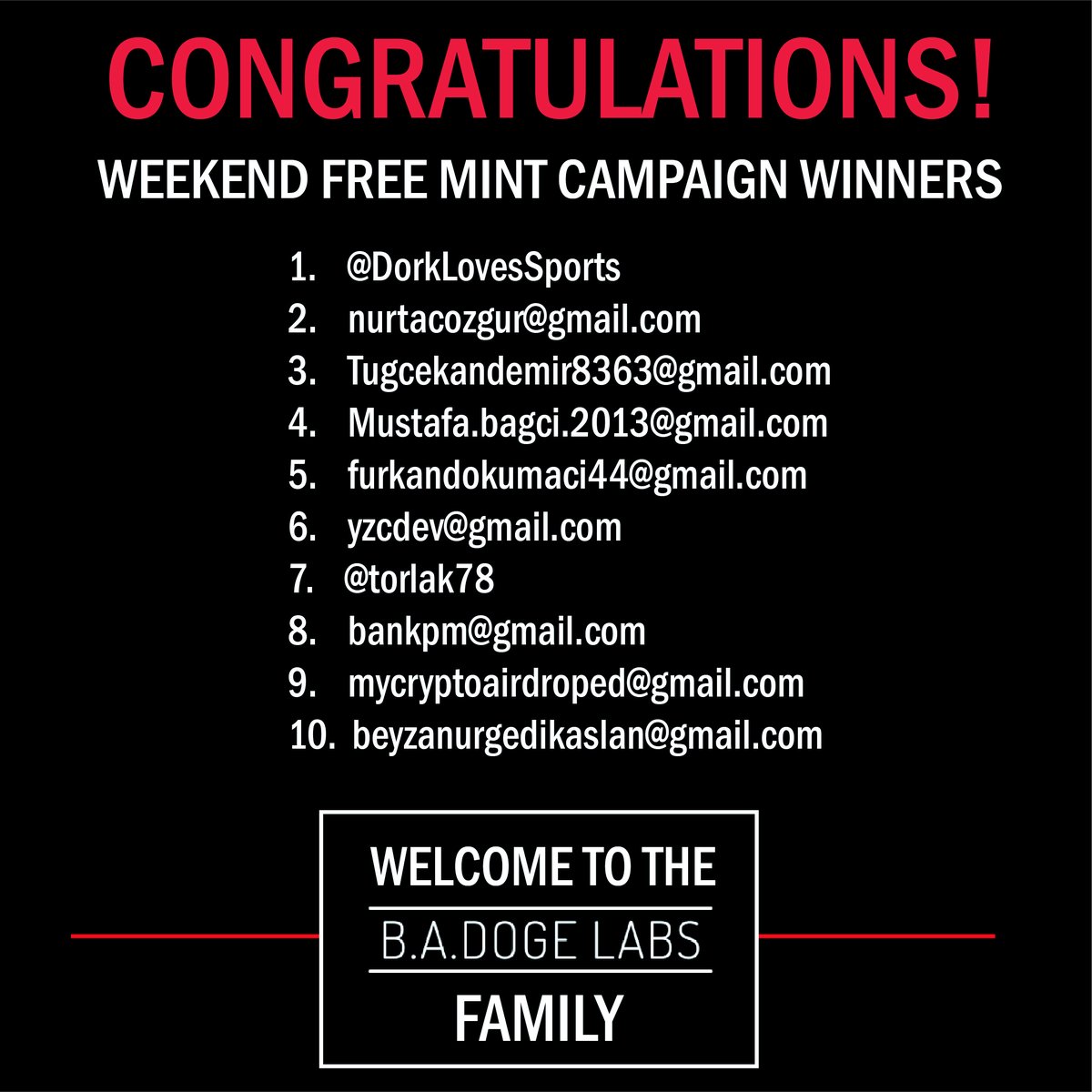 badogelabs's tweet photo. Thank you and Congratulations to those that participated in our Weekend Sprint FREE MINT Campaign! 
We will contact winners individually soon with Mint Instructions. Feel free to DM us for any information you need.
Welcome to the Family!
#freemintwinners #NFTGiveaways #nftproject https://t.co/wz9Hubsx7k