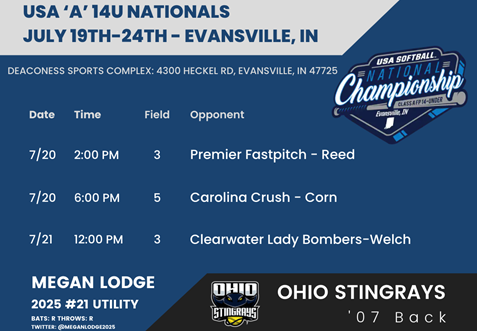 meganlodge2025's tweet photo. Last tourney of the summer for @OhioStingrays07-@USASoftball A Nationals in Evansville, IN. #BYRG @Coach2K_Miami @mzerkleee @YvetteHealy @Kyle_coachK @CoachHerm @UACoachMurphy @Hall_J_4 @Coach_LaPorte @Paige_McMenemy @CoachJexx_RMU @baileyoetting09 @MeganMcMenemy25 @ckvierstra https://t.co/OLxhOLdf3y