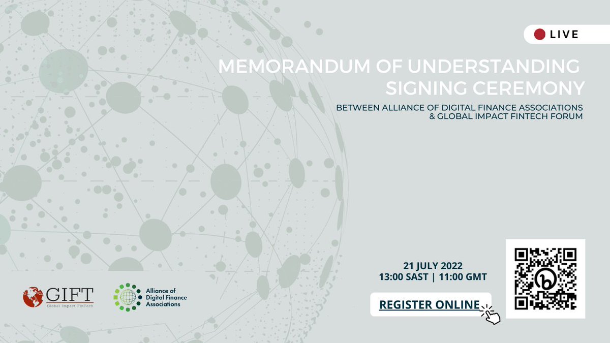 We are delighted to be partnering with Global Impact FinTech (GIFT) Forum and invite you to join our MOU signing ceremony on Thursday 21st July at 11.00 GMT.

Register to attend: lnkd.in/dz5WbfvZ (this also registers you for our joint webinar on Buy Now Pay Later webinar)