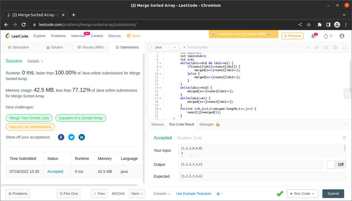 VictorByBirth's tweet image. Day11/ #100DatsOfCode
Learnt and implemented Merge sort and Quick sort
 #datastructure #programming #computerscience  #programmer  #java #algorithm #datastructure #codingbootcamp #softwaredeveloper  #algorithms #datastructuresandalgorithms #RecursionCS #leetcode #100daysofcoding