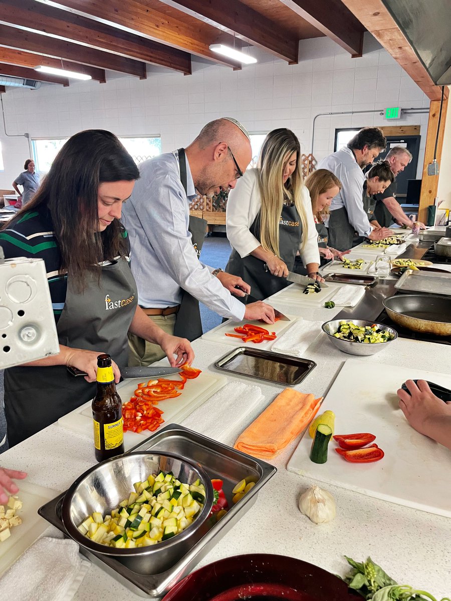 fastcase's tweet image. Bon Appétit 🇨🇵 

Incredible night hosting a French culinary cooking experience with our Law Librarian friends. We brought together a rich blend of flavors and prepared a Ratatouille, Coq au Vin, and a Salad Lyonnaise, paired with fabulous wine! 

#AALL22 #fastcase #docketalarm